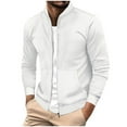 thumbnail image 1 of Timoontee Men's Jacket Coat Casual Long Sleeve Stand Collar Jacket Solid Waffle Textured Pocket Zip Up Jacket Fall Trendy Outfits White S, 1 of 9