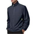 thumbnail image 1 of Timoontee Men's Jacket Coat Long Sleeve Full Zip Jacket Solid Zip Pocket Jacket Outdoor Gamping Hiking Workout Outerwear Jacket Fall Outfits Navy XL, 1 of 9