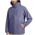 thumbnail image 1 of Timoontee Men's Jacket Coat Long Sleeve Zip Up Hooded Jacket Outdoor Running Fishing Windbreaker Solid Zip Pocket Waterproof Rain Jacket Fall Winter Clothes Purple XL, 1 of 9