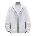 thumbnail image 1 of Timoontee Men's Jacket Loose Lightweight Outdoor Hiking Running Workout Sun Protective Zip Up Jacket Solid Stand Collar Zipper Pocket Comfy Jacket White L, 1 of 3
