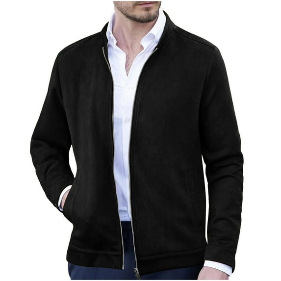 Timoontee Men's Jacket Outdoor Gamping Hiking Jogger Ahtletic Jacket Casual Long Sleeve Cardigan Jacket Solid Pocket Zipper Jacket Black XXXL