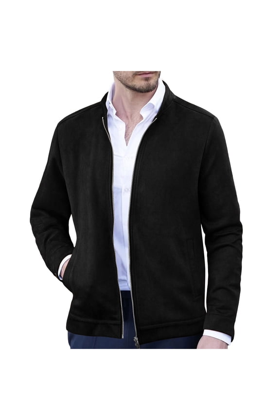 Men's Jacket Outdoor Gamping Hiking Jogger Ahtletic Jacket Casual Long Sleeve Cardigan Jacket Solid Pocket Zipper Jacket Black XXXL