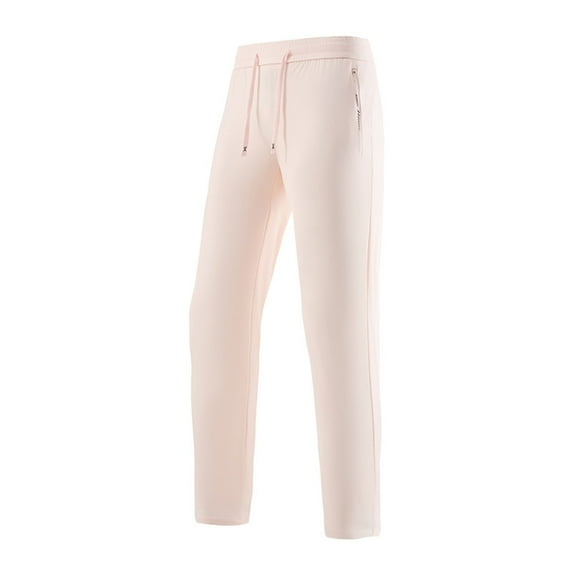 Timoontee Men's Joggers Lightweight Spring Summer Casual Workout Pants Straight Pants Drawstring Elastic Waist Trousers with Zip Pockets Pink M