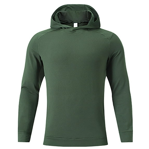 Timoontee Men's Lightweight Athletic Hooded Sweatshirts Long Sleeve Pullover Tops Outdoor Casual Workout Sweatshirts Solid Hoodies Green XXL