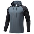 thumbnail image 1 of Timoontee Men's Lightweight Athletic Hoodies Long Sleeve Pullover Tops Outdoor Casual Workout Sweatshirts Color Block Hooded Sweatshirts Dark Gray S, 1 of 5