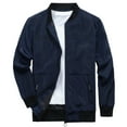 thumbnail image 1 of Timoontee Men's Lightweight Cardigan Coats Long Sleeve Pocket Stand Collar Zip Up Outwear Casual Sports Coat for Hiking Jogger Gym Workout Navy L, 1 of 5