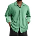 thumbnail image 1 of Timoontee Men's Long Sleeve Shirts Lightweight Spring Casual Shirts Baggy Summer Beach Shirts Loungewear Shirts Lapel Button Down T-Shirts Green S, 1 of 3