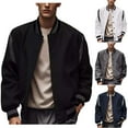 thumbnail image 1 of Timoontee Men's Long Sleeve Stand Collar Jacket Daily Casual Jacket Fashion Solid Button Down Jacket Coat Outdoor Hiking Workout Jacket Gray S, 1 of 5