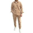 thumbnail image 1 of Timoontee Men's Loose 2 Piece Tracksuit Long Sleeve Lapel Button Down Shirts and Drawstring Pants Spring Fall Fleece Sets Daily Casual Wear Khaki XXL, 1 of 3
