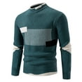 thumbnail image 1 of Timoontee Men's Loose Knit Sweater Casual Comfy Long Sleeve Mock Neck Sweaters Color Block Pullover Tops Fall Winter Trendy Warm Outfits Green M, 1 of 2