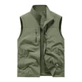 thumbnail image 1 of Timoontee Men's Loose Tank Tops Lightweight Work Vest Fall Casual Waistcoat Outdoor Hiking Workout Quick Dry Vest Sleeveless Zip Up Jacket Vest with Zip Pockets Army Green XXL, 1 of 4