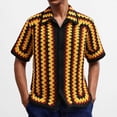 thumbnail image 1 of Timoontee Men's Men's Imitation Hand Hook Knitted Sweater Solid Color Summer Short Sleeved Cardigan Pullover Top Multicolor L, 1 of 10