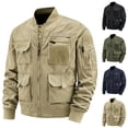thumbnail image 1 of Timoontee Men's Military Jacket Outdoor Tactial Hiking Windproof Jacket Casual Long Sleeve Stand Collar Workwear Jacket Solid Full Zip Jacket with Multi Pockets Army Green XXXXXL, 1 of 7