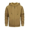 thumbnail image 1 of Timoontee Men's Oversize Hooded Sweatshirts Casual Long Sleeve Hoodies Hiking Workout Jacket Solid Full Zip Outerwear Fall Winter Warm Coats Khaki XL, 1 of 9
