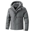 thumbnail image 1 of Timoontee Men's Padded Coat Warm Thickened Fleece Lined Coats Casual Comfy Hoodie Jacket Full Zip Outerwear Windproof Winter Puffer Coats Gray XXXL, 1 of 8