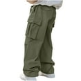thumbnail image 1 of Timoontee Men's Pants Loose Fit Elastic Waist Drawstring Straight Sweatpants Fall Winter Casual Lightweight Solid Zipper Pockets Pants Army Green XXL, 1 of 9