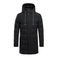 thumbnail image 1 of Timoontee Men's Puffer Coat Casual Comfy Long Parka Warm Thickened Padded Coats Water-Repellent Hoodie Jacket Zip Up Quilted Outerwear Winter Overcoat Black XL, 1 of 9