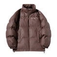 thumbnail image 1 of Timoontee Men's Puffer Coat Warm Thickened Padded Coats Outdoor Casual Hiking Windproof Jackets Solid Zip Up Quilted Outerwear Winter Coats Coffee XL, 1 of 4
