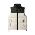 thumbnail image 1 of Timoontee Men's Puffer Vest Casual Comfy High Neck Waistcoats Warm Thickened Vest Sleeveless Jacket Vest Solid Zip Up Quilted Vest Winter Padded Vest Coat White XXXL, 1 of 3