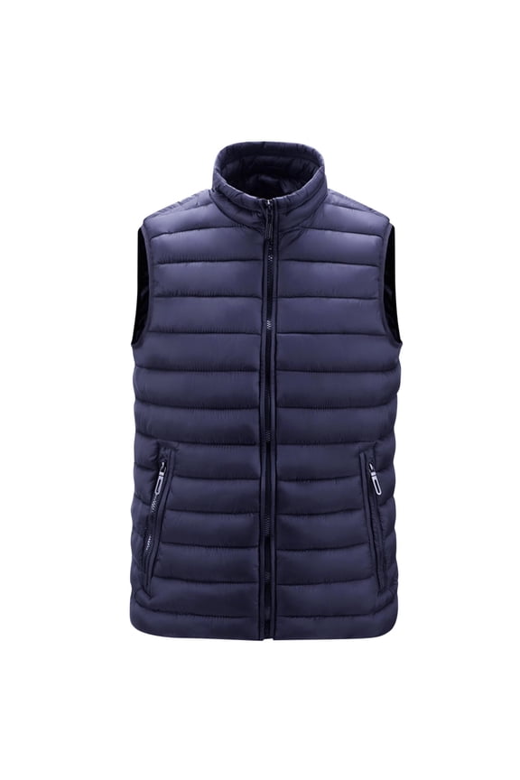 Men's Puffer Waistcoats Warm Thickened Padded Vest Sleeveless Jacket Vest Casual Stand Collar Vest Zip Up Quilted Vest Coat Winter Vest Coat Blue XXXXXL