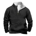 thumbnail image 1 of Timoontee Men's Quarter Zipper Sweatshirts Fall Winter Thermal Warm Sweater Casual Loose Stand Up Collar Fit Jacket Coats Big Pocket Color Block Tops Black XXL, 1 of 2