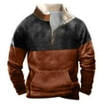 thumbnail image 1 of Timoontee Men's Quarter Zipper Sweatshirts Fall Winter Thermal Warm Sweater Casual Loose Stand Up Collar Fit Jacket Coats Big Pocket Color Block Tops Orange XXL, 1 of 3