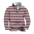 thumbnail image 1 of Timoontee Men's Quarter Zipper Sweatshirts Loose Long Sleeve Stand Up Collar Zebra Striped Print Pullover Tops Fall Winter Casual Thermal Warm Sweatshirts Wine L, 1 of 5