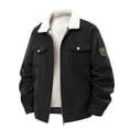 thumbnail image 1 of Timoontee Men's Sherpa Coat Casual Comfy Lapel Jacket Warm Thickened Fleece Lined Coats Solid Zip Up Jacket Coat Winter Vintage Coats Black XXL, 1 of 7