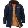 thumbnail image 1 of Timoontee Men's Sherpa Coat Warm Thickened Fleece Lined Jacket Coat Casual Stand Collar Coats Solid Zip Up Outerwear Winter Soft Comfy Coat Blue S, 1 of 7