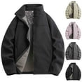 thumbnail image 1 of Timoontee Men's Sherpa Lined Jacket Casual Comfy Fleece Jacket Long Sleeve Stand Collar Jacket Solid Full Zip Jacket Coat Fall Winter Clothes Gray XXXXL, 1 of 4