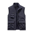 thumbnail image 1 of Timoontee Men's Sherpa Lined Vest Sleevelees Stand Collar Jacket Vest Casual Zip Up Vest Fall Winter Warm Vest Outdoor Hiking Workwear Vest with Multi Pockets Blue M, 1 of 1