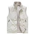 thumbnail image 1 of Timoontee Men's Sherpa Lined Waistcoat Fall Winter Warm Vest Casual Comfy Fleece Vest Sleeveless Stand Collar Zip Up Jacket Vest with Zip Pocket Beige XL, 1 of 8