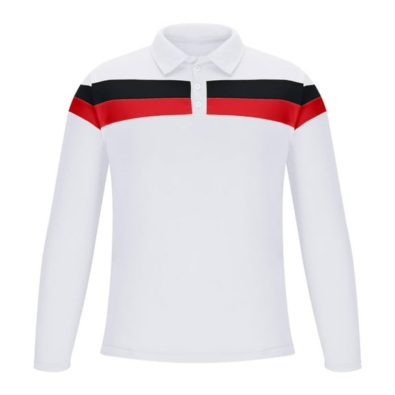 Timoontee Men's Shirts Long Sleeve Lapel Collar Quarter Button Pullover Tops Fall Winter Casual T-Shirt Lightweight Color Block Blouse White L