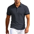 thumbnail image 1 of Timoontee Men's Short Sleeve Basic T Shirt Breathable Fabric Moisture Wicking Lapel Collar V For Daily Wear SKU7006 Gray M, 1 of 6