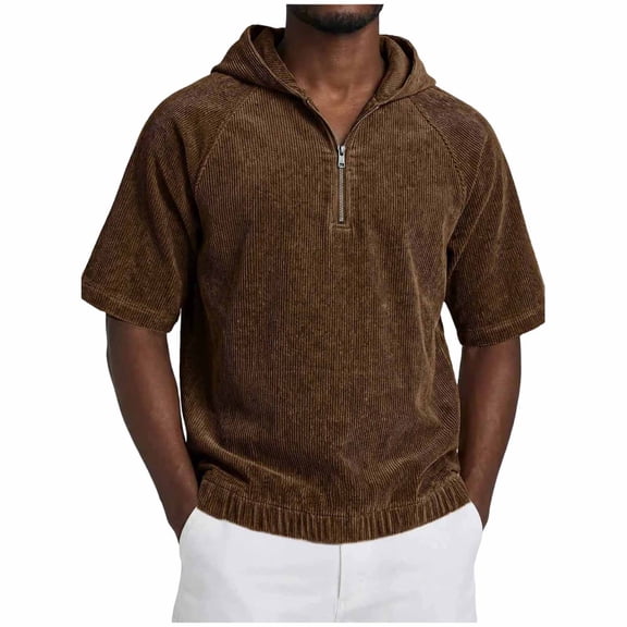 Timoontee Men's Short Sleeve Basic T Shirt Breathable Fabric Moisture Wicking Lapel Collar V Neck Great For Comfortable Fit All Day Long Brown L