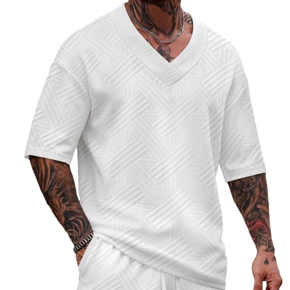 Timoontee Men's Short Sleeve Basic T Shirt Breathable Fabric Moisture Wicking V V Neck Crew Neck Essential Addition Quick Dry White XXXL