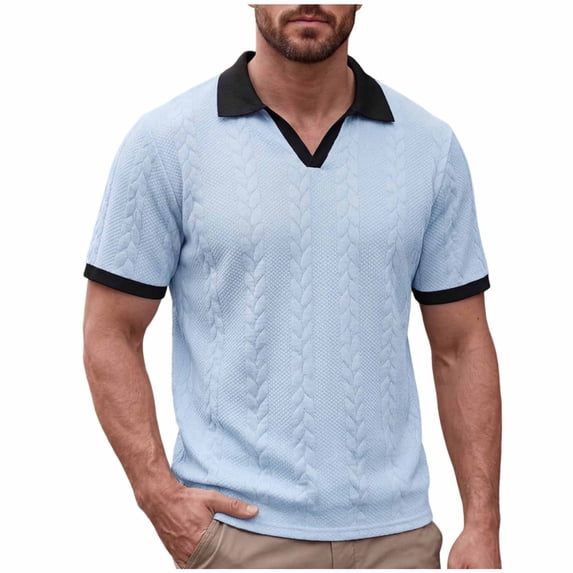Timoontee Men's Short Sleeve Basic T Shirt Breathable Fabric Moisture Wicking V V Neck Crew Neck Versatile Style For Blue L