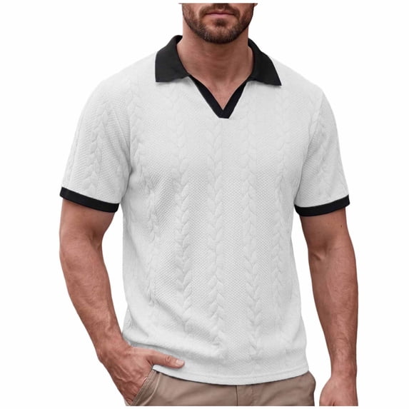 Timoontee Men's Short Sleeve Basic T Shirt Breathable Fabric Moisture Wicking V V Neck Crew Neck Versatile Style For White XL