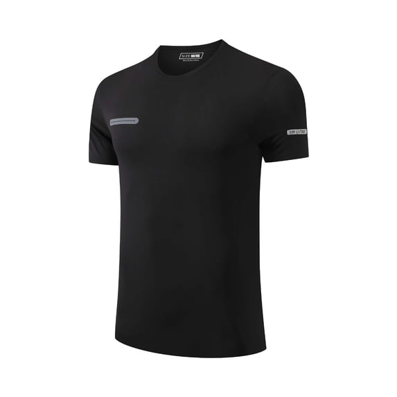 Timoontee Men's Short Sleeve Basic T Shirt Moisture Wicking Quick Dry Crew Neck Crew Neck V Neck Easy To Match With Breathable Fab Black M