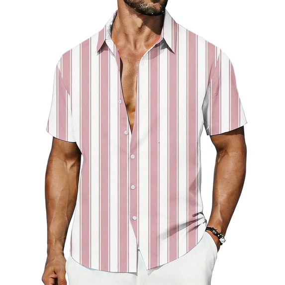 Timoontee Men's Short Sleeve Printed T Shirt Breathable Fabric Moisture Wicking V Neck Crew Neck Great For Multiple Quick Dry Pink XXL