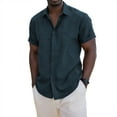 thumbnail image 1 of Timoontee Men's Short Sleeve T-Shirt Collared Button Detail Solid Color Casual Lightweight Spring Summer Blue M, 1 of 8