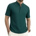 thumbnail image 1 of Timoontee Men's Short Sleeve T-Shirt Stand Collar Solid Color Casual Lightweight All Season Easy Care Everyday Wear Green L, 1 of 8