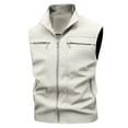 thumbnail image 1 of Timoontee Men's Sleeveless Jacket Vest Fall Casual Zip Up Waistcoat Outdoor Hiking Workout Fishing Travel Photo Workwear Vest with Zip Pocket White XL, 1 of 9