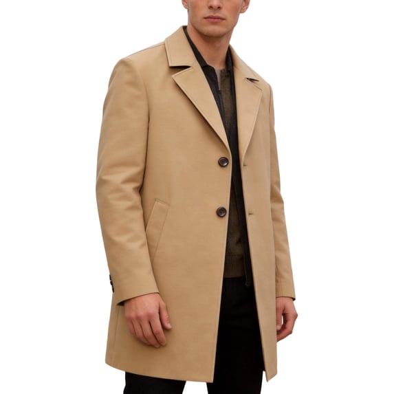 Timoontee Men's Solid Medium Long Casual Coat Coat Long Sleeve Lapel Collar Pocket Coat Yellow S
