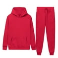 thumbnail image 1 of Timoontee Men's Solid Sweatsuits 2 Piece Set Active Tracksuits Long Sleeve Hoodies Pullover Sweatshirts Drawstring Sweatpants Casual Outfit Red XL, 1 of 7