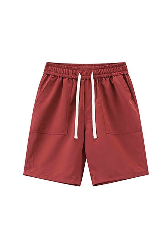 Men's Sports Shorts Above Knee Comfort Waist Functional Pockets Flexible Stretch Great For Outdoor Adventures Red L