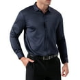 thumbnail image 1 of Timoontee Men's Stretch Cardigan Shirts Modern Fit Long Sleeve Lapel Collar Button Down T-Shirt Casual Lightweight Striped Trendy Tops Navy XXXL, 1 of 8
