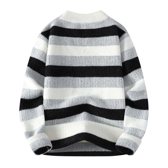 Timoontee Men's Stretch Knit Sweater Color Block Pullover Tops Comfy Long Sleeve Crewneck Knit Textured Sweaters Fall Winter Casual Sweaters Black XXXL