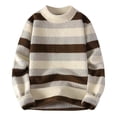 thumbnail image 1 of Timoontee Men's Stretch Knit Sweater Color Block Pullover Tops Comfy Long Sleeve Crewneck Knit Textured Sweaters Fall Winter Casual Sweaters Khaki XXL, 1 of 3