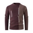 thumbnail image 1 of Timoontee Men's Stretch Sweater Cable Knit Sweater Color Block Pullover Tops Long Sleeve Crewneck Sweater Fall Winter Fashion Casual Warm Sweaters Coffee XL, 1 of 5
